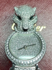 980卡地亚.猎豹系列珠宝腕表.18K真金真钻B34686000912512  钢带 石英女表